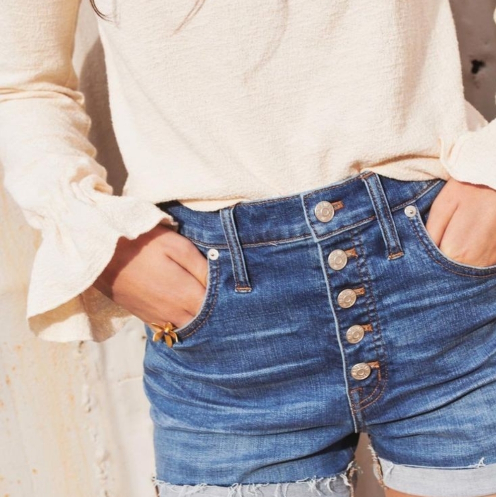 Madewell button fly high rise denim shorts